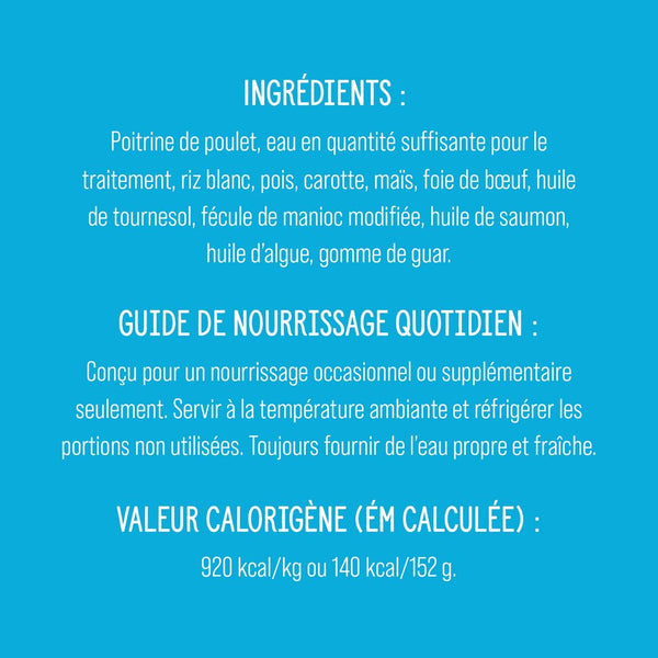 Garnitures Nutrience Style maison pour chiens, Poulet et riz, 152 g