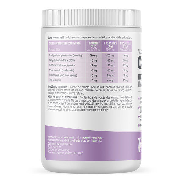 Suppléments Nutrience Care pour chiens, Hanches et articulations, 100 bouchées tendres, 400 g