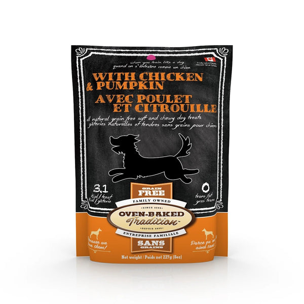 Gâteries pour chien, sans grains, tendres poulet et citrouille 227 g - Animatout