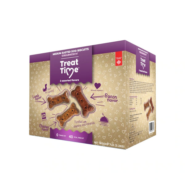 Treat Time gâteries pour chien - biscuits enrobés, assortis, moyens 7 lb