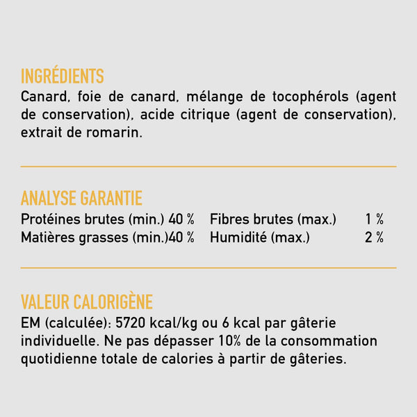 Gâteries lyophilisées pour chien au canard 92 g