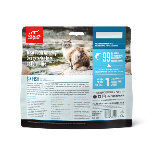 Gâteries lyophilisées pour chat Six Fish 35 g