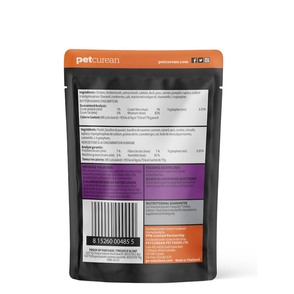Nourriture humide pour chien "Booster" tranquilité ragoût de poulet saumon et canard 2.8oz - Animatout