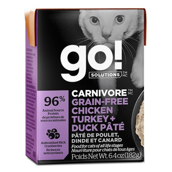 Nourriture humide pour chat tetra pak formule "Carnivore" sans grains pâté de poulet, dinde & canard 6,4oz - Animatout