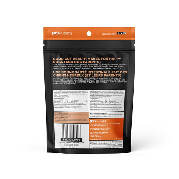 Gâteries tendres pour chien "Benefit Chew" digestion + santé intestinale au saumon 170g