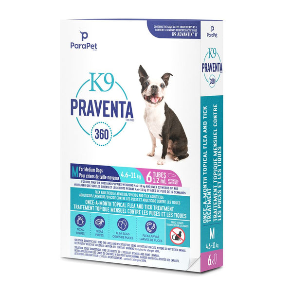 Traitement antiparasitaires K9 Praventa 360, chiens de taille moyenne