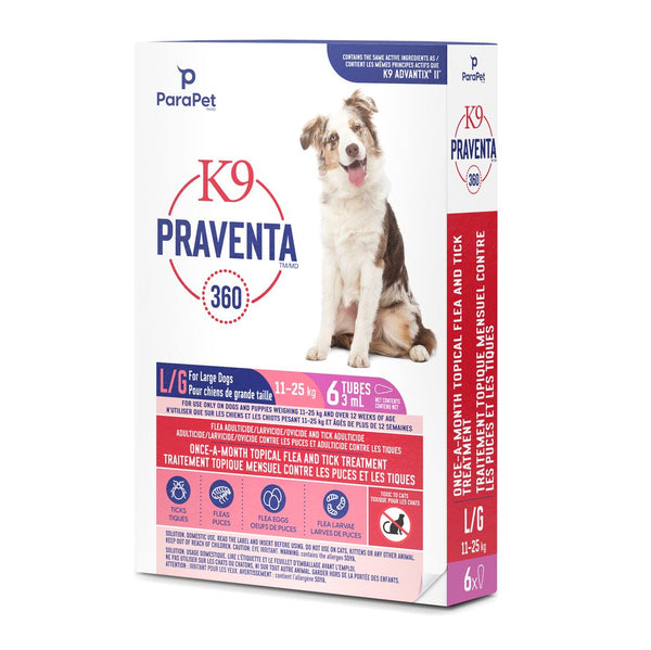 Traitement antiparasitaires K9 Praventa 360, chiens de grande taille