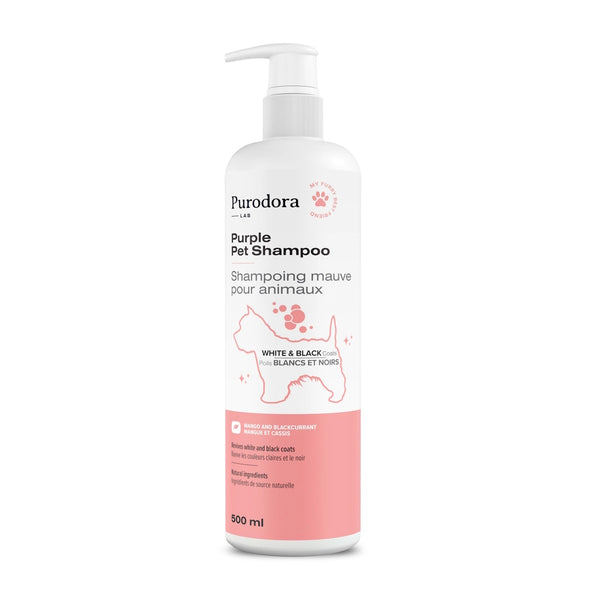 Shampoing mauve pour chien à poil blanc ou noir 500ml