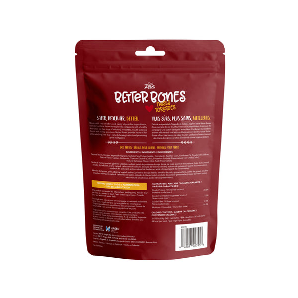 Better Bones, torsades pour chien enrobées de poulet, arôme de poulet barbecue, paquet de 10 - Animatout