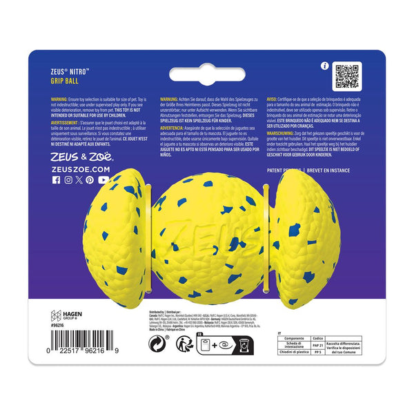 Jouet Nitro Zeus, balle lestée agrippante, 12,4 cm (9 po)