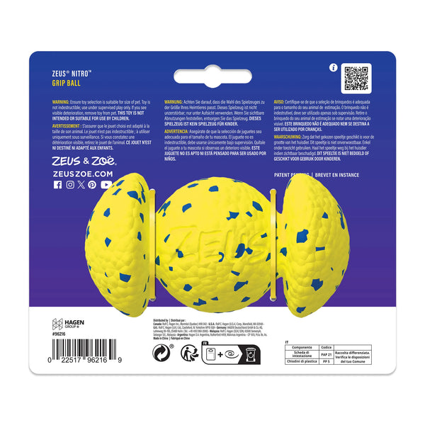 Jouet Nitro Zeus, balle lestée agrippante, 12,4 cm (9 po)