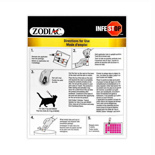 Solution topique contre les puces INFESTOP II pour les chats pesant 4 kg et moins