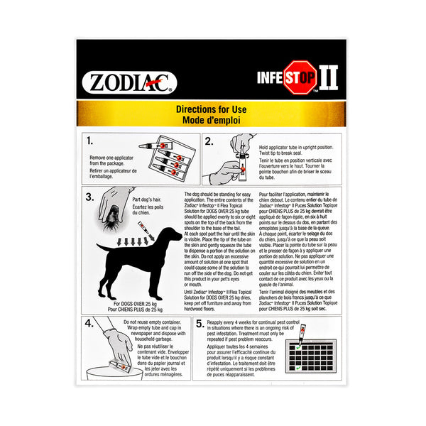Solution topique contre les puces INFESTOP II pour les chiens pesant 25 kg et plus