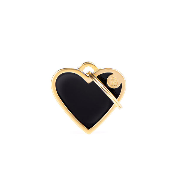 Médaille Basic Handmade Coeur Noir Satiné Or