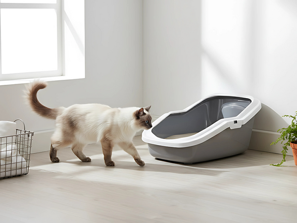 Bac à litière pour chat ASEO gris - Animatout
