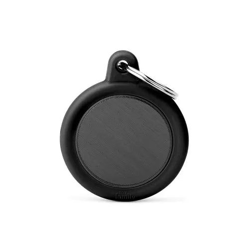 Médaille pour chien Hushtag Cercle Noir en Aluminium avec Caoutchouc