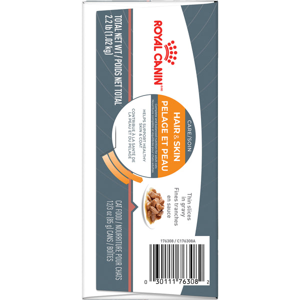 SOIN PELAGE ET PEAU FINES TRANCHES EN SAUCE – nourriture en conserve pour chats - Emballage de 12 boîtes, 85 g, (3 oz)