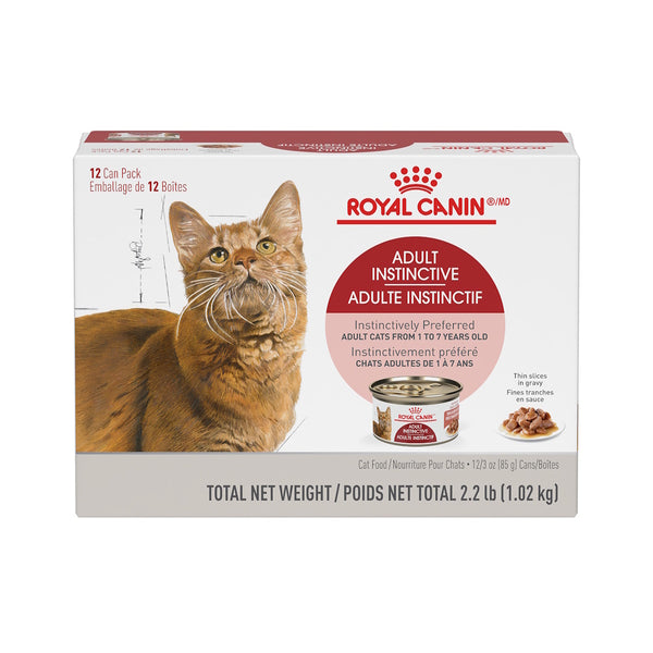 ADULTE INSTINCTIF FINES TRANCHES EN SAUCE – nourriture en conserve pour chats - Emballage de 12 boîtes, 85 g, (3 oz)
