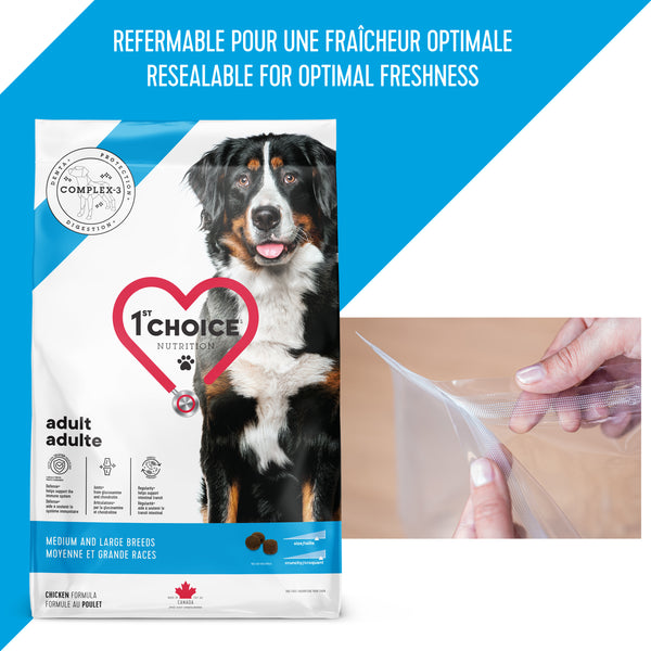 Nourriture pour chien, adulte, moyenne et grande races - poulet
