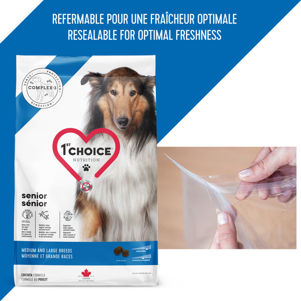 Nourriture pour chien, sénior, moyenne et grande races - poulet 12kg - Animatout