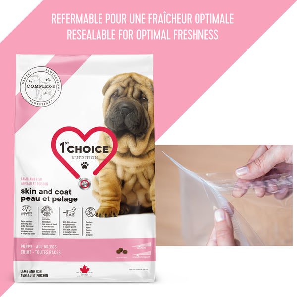 Nourriture pour chiot, toutes races, peau et pelage - agneau