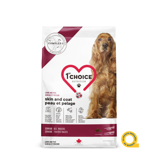 Nourriture pour chien, sénior, toutes races, peau et pelage - agneau