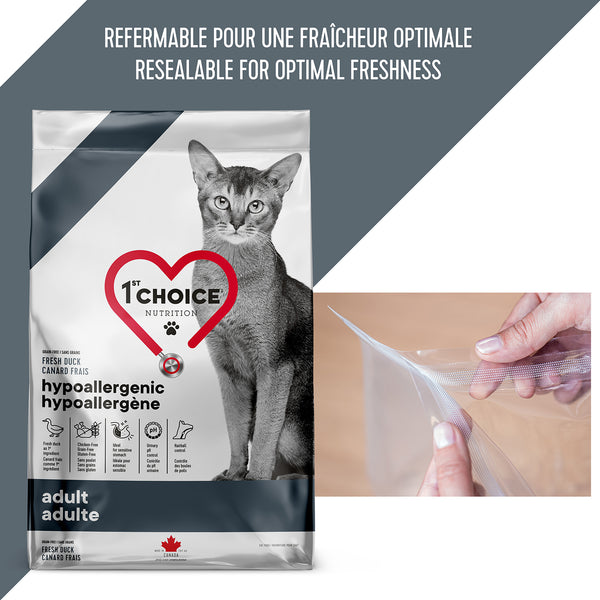 Nourriture pour chat adulte, hypoallergène - canard sans grains
