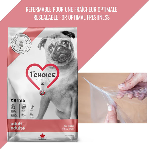 Nourriture pour chien adulte, toutes races, derma - saumon