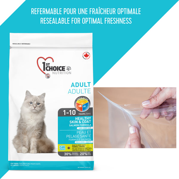 Nourriture pour chat adulte, peau et pelage santé - saumon