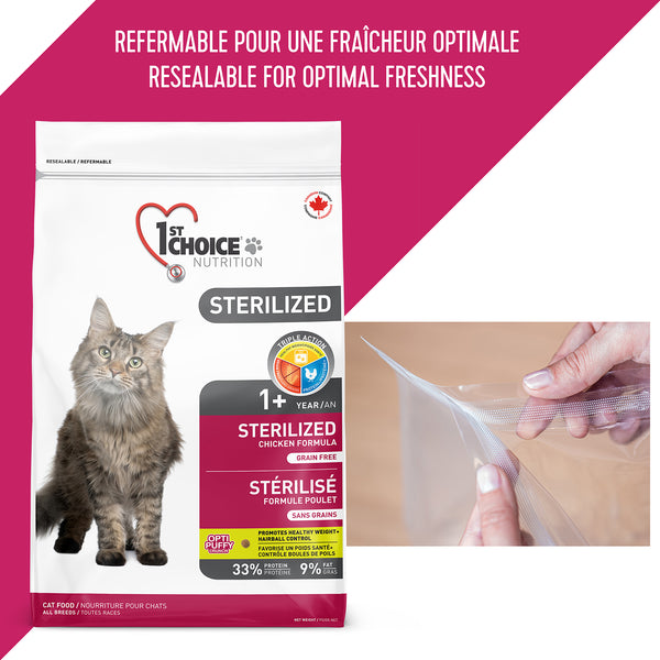 Nourriture pour chat adulte, stérilisé - poulet sans grains