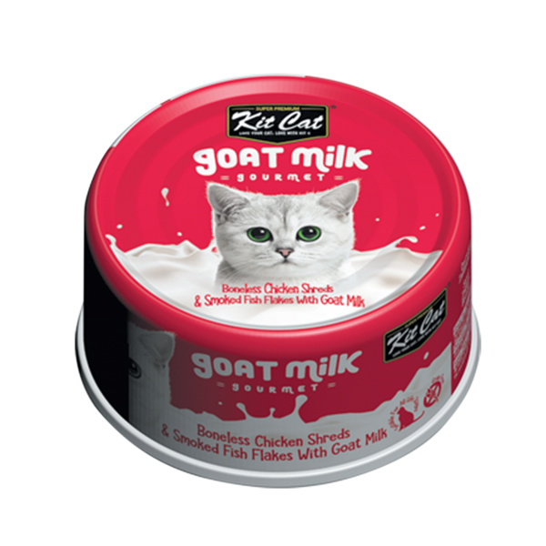 Repas gourmand au lait de chèvre, poulet et poisson fumé pour chats 70 g