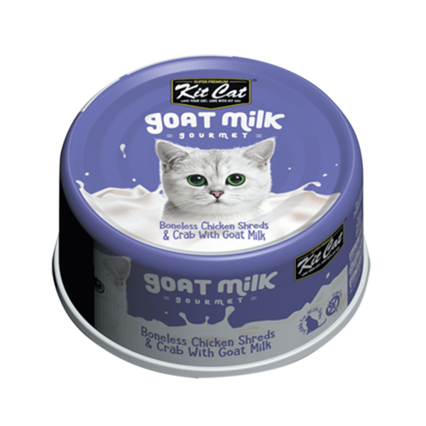 Repas gourmand au lait de chèvre, poulet et crabe pour chats 70 g