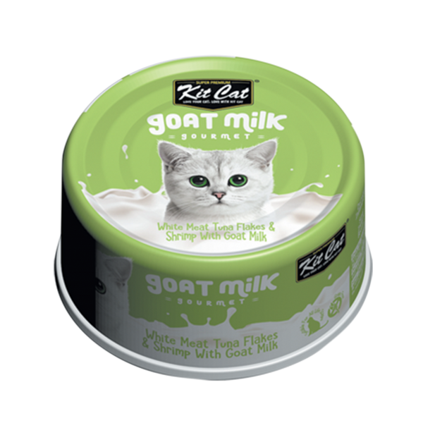 Repas gourmand au lait de chèvre, thon et crevette pour chats 70 g