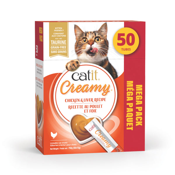 Gâteries crémeuses pour chat creamy à lécher, poulet et foie