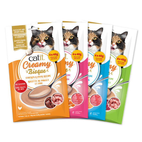 Nourriture humide pour chat bisque thon et saumon paquet 4