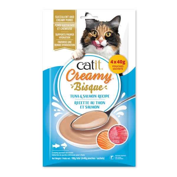 Nourriture humide pour chat bisque thon et saumon paquet 4