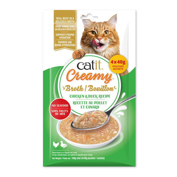 Nourriture humide pour chat bouillon poulet et canard paquet 4