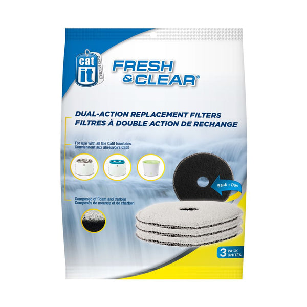 Filtres de charbon/mousse pour abreuvoir Fresh & Clear Catit Design, paquet de 3