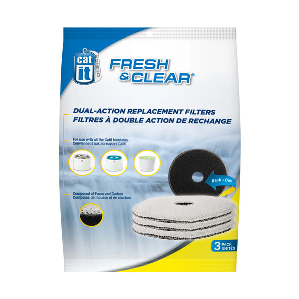 Filtres de charbon/mousse pour abreuvoir Fresh & Clear Catit Design, paquet de 3 - Animatout
