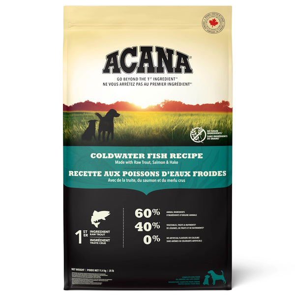 Nourriture sèche pour chien recette aux poissons d'eaux froides 11.4 kg