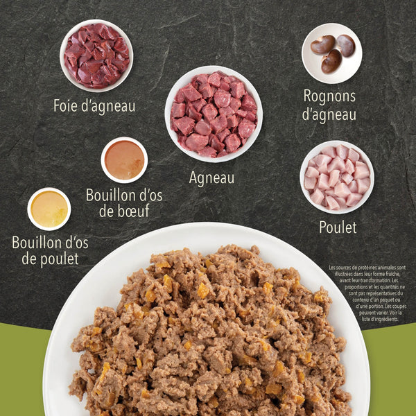 Nourriture pour chat agneau avec bouillon d'os - Animatout