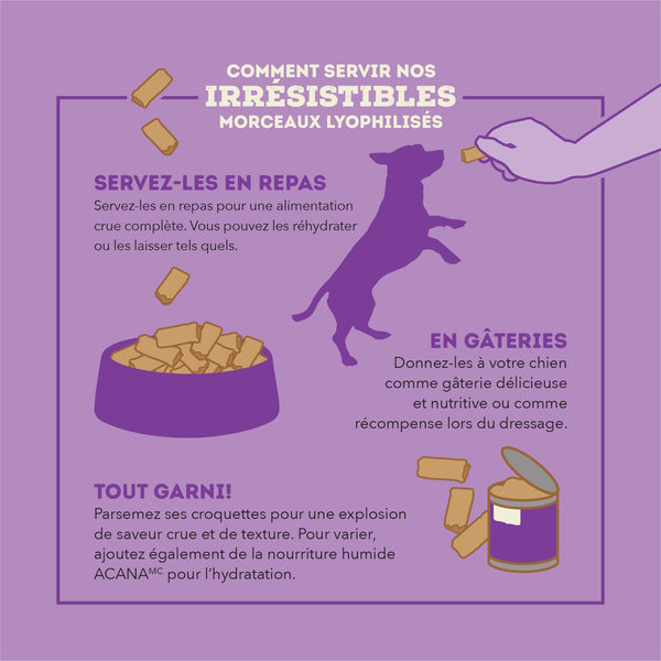 Nourriture pour chien lyophilisées au canard - Morceaux 227 g