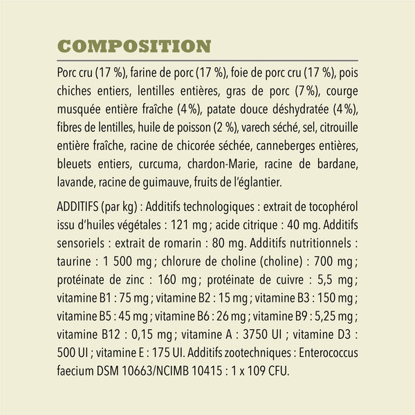 Nourriture pour chien Simple porc avec courge