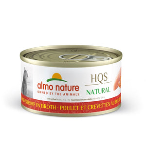 Nourriture humide pour chat HQS Natural - poulet et crevette au bouillon 70 g - Animatout