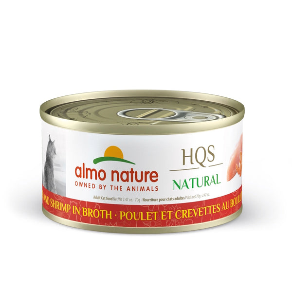 Nourriture humide pour chat HQS Natural - poulet et crevette au bouillon 70 g - Animatout