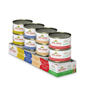 Nourriture humide pour chat HQS Natural ensemble rotationnel #4 poulet/saumon&poulet/poisson/thon&anchois 12x70g - Animatout