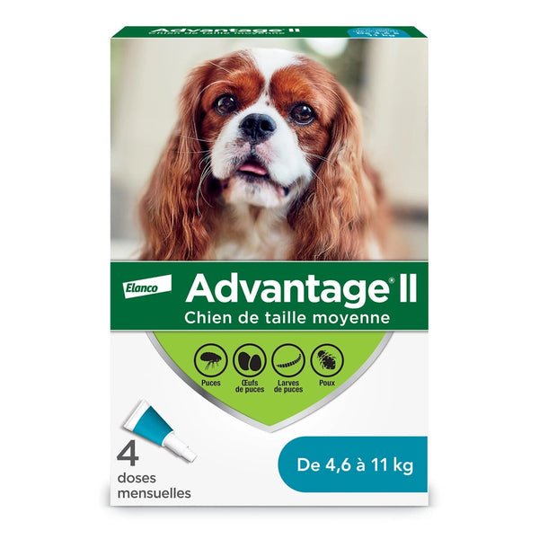Traitement topique contre les puces et les poux pour chien entre 4.5 et 11 kg 4 doses