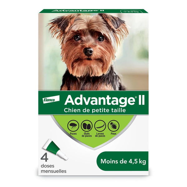 Traitement topique contre les puces et poux pour chien de 4.5kg et moins 4 doses