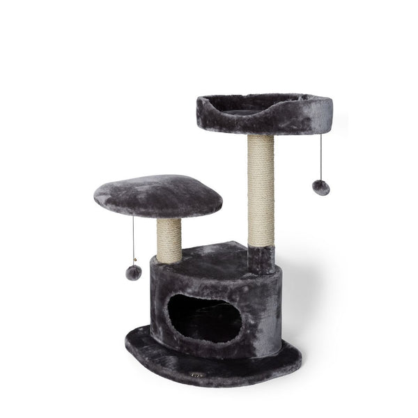 Arbre à chat, classique - condo à 3 niveaux avec cachette et 2 perchoirs, gris
