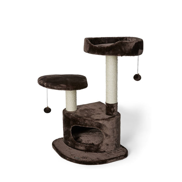 Arbre à chat, classique - condo à 3 niveaux avec cachette et 2 perchoirs, brun
